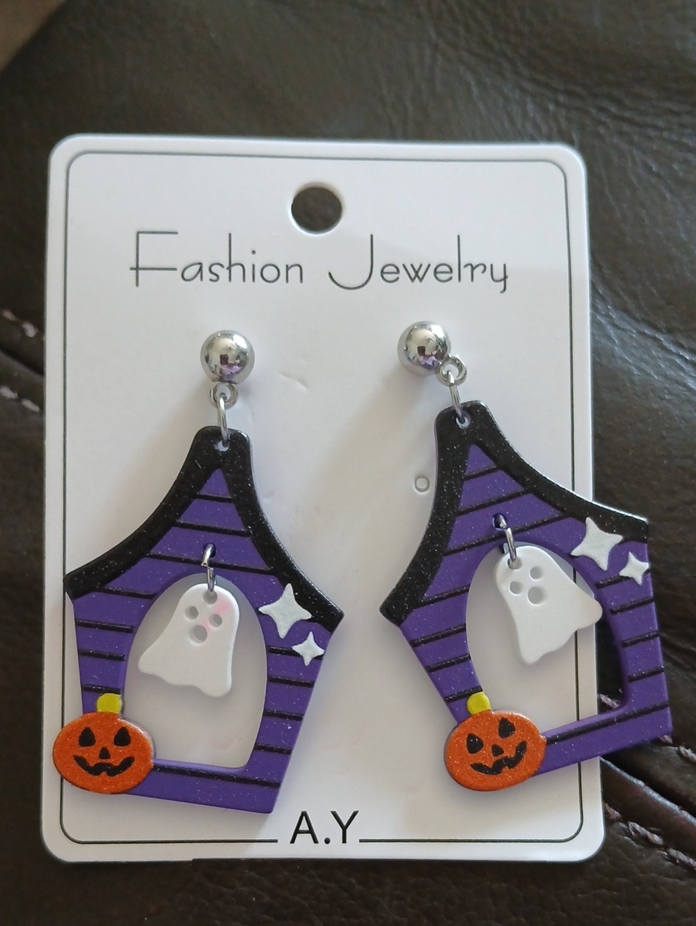 Purple Halloween Ghost Drop Earrings